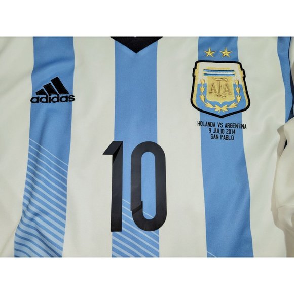 Messi Argentina 2014 WORLD CUP SEMIFINAL Long Sleeve Soccer Jersey Shirt L SKU# - Picture 3 of 9
